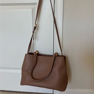 Taupe faux leather satchel